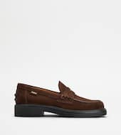 Loafers in Suede-BROWN