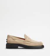 Loafers in Suede-BEIGE