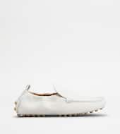 Gommino Driving Shoes in Suede-WHITE