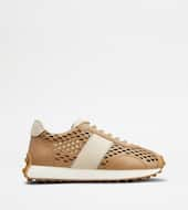 T Vintage Sneakers in Leather-BROWN, BEIGE