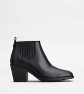 Ankle Boots in Leather-BLACK