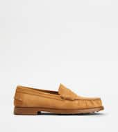 Loafers in Suede-BROWN