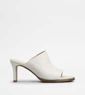 Mules in Leather-WHITE