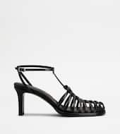 Sandals in Leather-BLACK