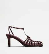 Sandals in Leather-BURGUNDY