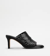 Mules in Leather-BLACK