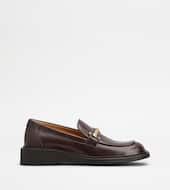 Loafers in Leather-BURGUNDY