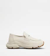 Sporty Loafers in Leather-OFF WHITE