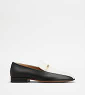 Loafers in Leather-BLACK, WHITE