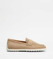 Loafers in Suede-BEIGE