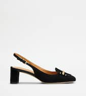 Slingback Pumps in Suede-BLACK