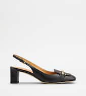 Décolleté Slingback in Pelle Scamosciata-NERO