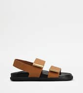 Sandals in Leather-BROWN