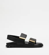 Sandals in Leather-BLACK