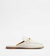 Mules in Leather-WHITE