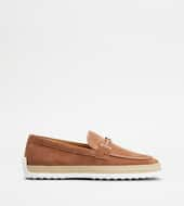 Loafers in Suede-BROWN